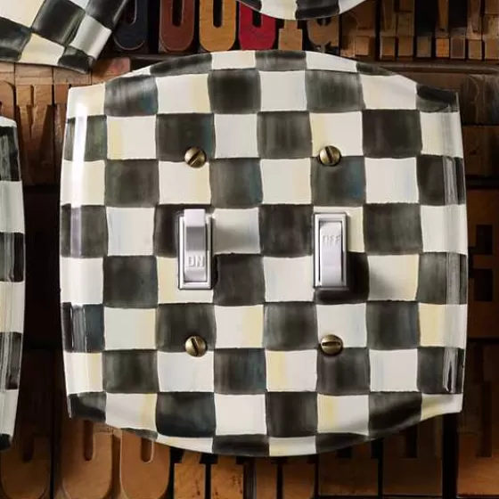 Elegante Quadretti Regali - Interruttore Doppio a Levetta con Rivestimento Decorativo MacKenzie-Childs | Stile Esclusivo per Arredamenti Ricercati