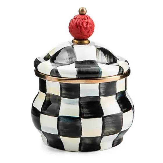 MacKenzie-Childs Saldi - Portazucchero con Coperchio a Quadri Regali, Stile Elegante con Motivo Decorativo