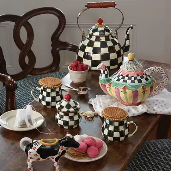 MacKenzie-Childs Saldi - Portazucchero con Coperchio a Quadri Regali, Stile Elegante con Motivo Decorativo