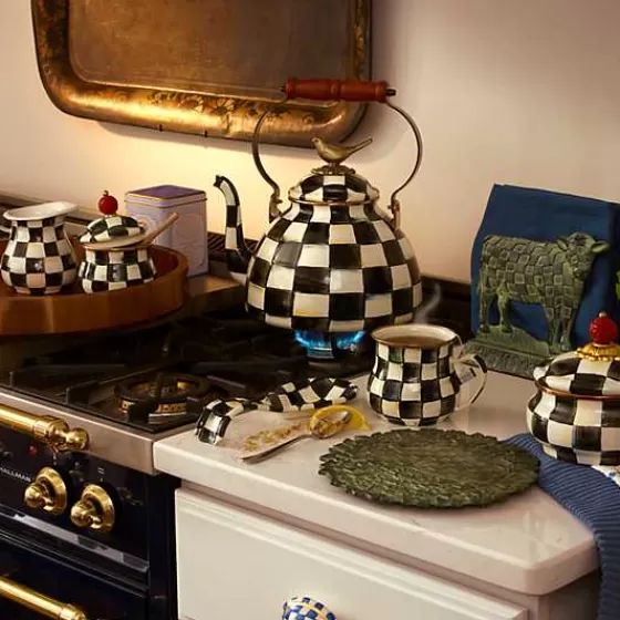 MacKenzie-Childs Saldi - Portazucchero con Coperchio a Quadri Regali, Stile Elegante con Motivo Decorativo