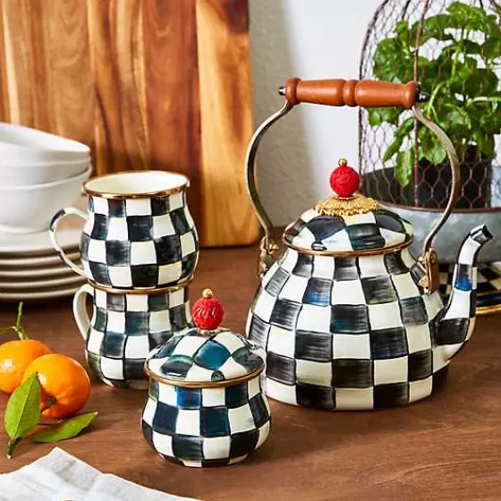 MacKenzie-Childs Saldi - Portazucchero con Coperchio a Quadri Regali, Stile Elegante con Motivo Decorativo