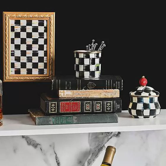 MacKenzie-Childs Saldi - Portazucchero con Coperchio a Quadri Regali, Stile Elegante con Motivo Decorativo