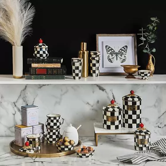 MacKenzie-Childs Saldi - Portazucchero con Coperchio a Quadri Regali, Stile Elegante con Motivo Decorativo