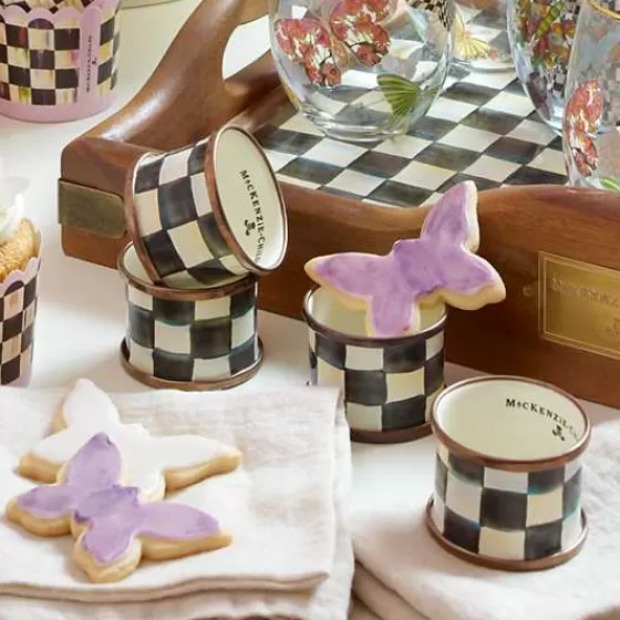 MacKenzie-Childs - Anelli Portatovaglioli Eleganti con Motivo Scacchi, Set da 4 Pezzi per Tavola Imbandita