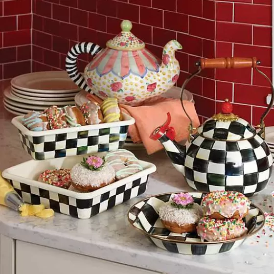 Piatto da Torta Elegante con Scacchi Regali - Design Esclusivo MacKenzie-Childs