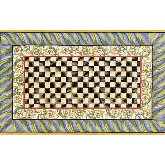 Tappeto Elegante Lavabile 5 Piedi x 7,6 - Fantasia Courtly Check in Viola e Verde | Collezione Esclusiva MacKenzie-Childs (Offerta Lampo)