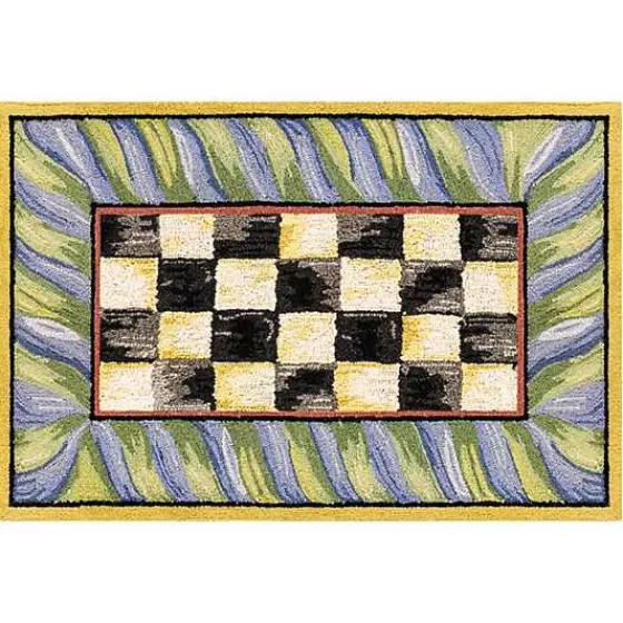 Tappeto Elegante a Righe Viola e Verde 60x90 cm - Design Lavabile Pratico, Collezione Esclusiva da MacKenzie-Childs