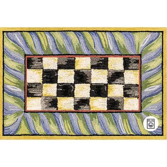 Tappeto Elegante a Righe Viola e Verde 60x90 cm - Design Lavabile Pratico, Collezione Esclusiva da MacKenzie-Childs