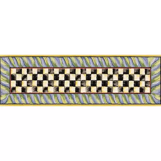 MacKenzie-Childs Tappeto Lavabile Elegante - Design Esclusivo a Quadri Viola e Verde, Misure 2,6 x 8 Piedi, Perfetto per Scale e Corridoi