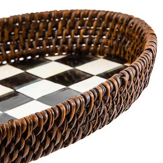 Vassoio Portata in Rattan Smaltato - Motivo Scacchi Reali MacKenzie-Childs - Edizione Limitata
