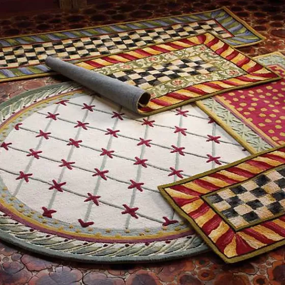 Tappeto Elegante MacKenzie Childs - Motivo Classico Courtly Check in Rosso e Oro, Misura 3x5 Piedi, Edizione Limitata