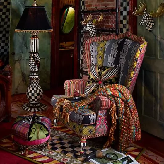 Tappeto Elegante MacKenzie Childs - Motivo Classico Courtly Check in Rosso e Oro, Misura 3x5 Piedi, Edizione Limitata