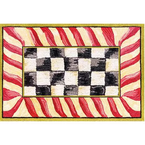 Tappeto Lavabile MacKenzie-Childs - Quadri Eleganti in Tonalità Rosso Dorato, Dimensioni 60x90 cm 

（：2'x3'60x90，，