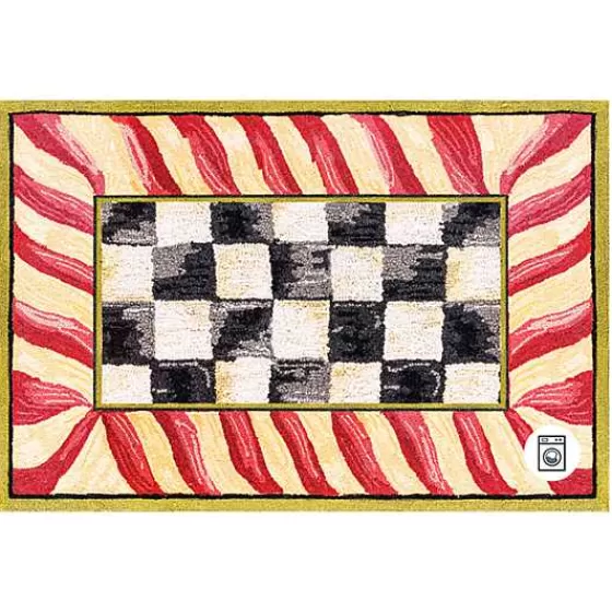 Tappeto Lavabile MacKenzie-Childs - Quadri Eleganti in Tonalità Rosso Dorato, Dimensioni 60x90 cm 

（：2'x3'60x90，，