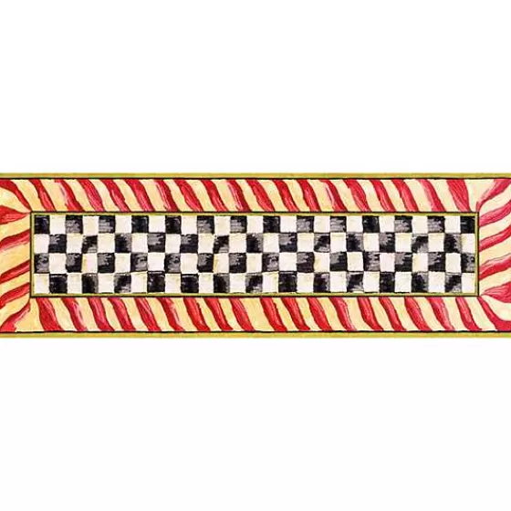 Tappeto Elegante MacKenzie-Childs – Motivo Courtly Check in Rosso Dorato, Lavabile, Dimensioni 0.76x2.44m – Offerta Limitata!