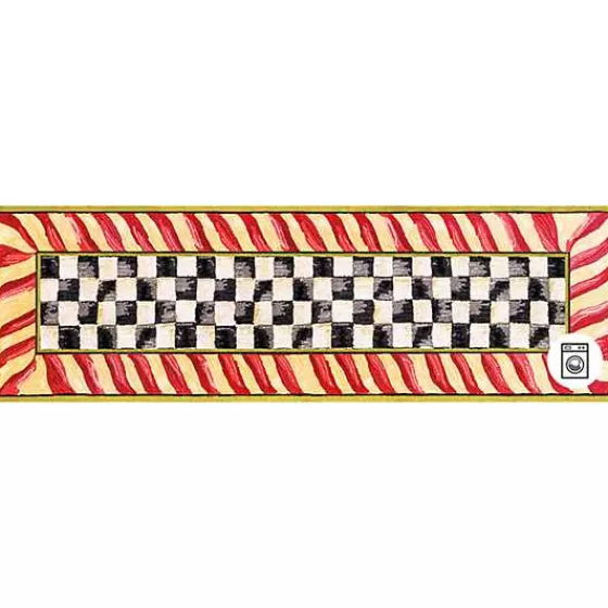 Tappeto Elegante MacKenzie-Childs – Motivo Courtly Check in Rosso Dorato, Lavabile, Dimensioni 0.76x2.44m – Offerta Limitata!