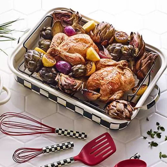 Teglia da Forno con Griglia Aggiuntiva - Collezione Courtly Check di MacKenzie-Childs, Design Elegante per Arrosti Perfetti