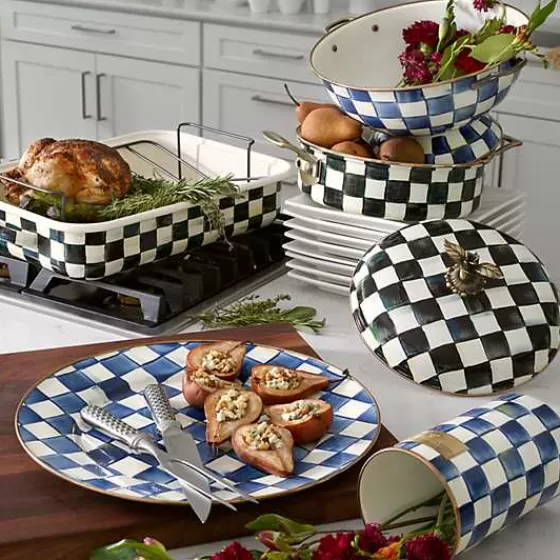 Teglia da Forno con Griglia Aggiuntiva - Collezione Courtly Check di MacKenzie-Childs, Design Elegante per Arrosti Perfetti