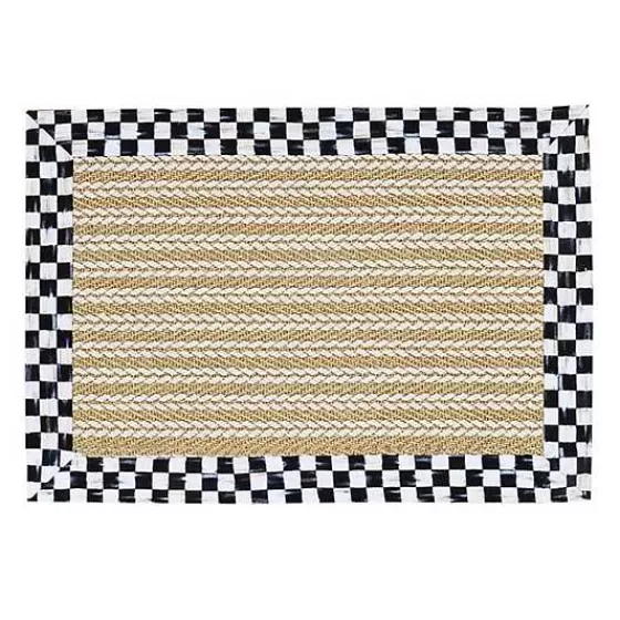 Tappeto Elegante in Lana e Sisal - Motivo Scacchi Regali con Disegno Spina di Pesce - Dimensioni 70x100cm - Collezione MacKenzie-Childs in Offerta Speciale