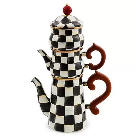 Elegante Set da Caffè Impilabile Stile Courtly Check - Collezione Esclusiva MacKenzie & Childs - Offerta Speciale!