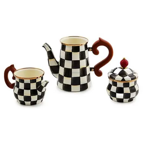Elegante Set da Caffè Impilabile Stile Courtly Check - Collezione Esclusiva MacKenzie & Childs - Offerta Speciale!