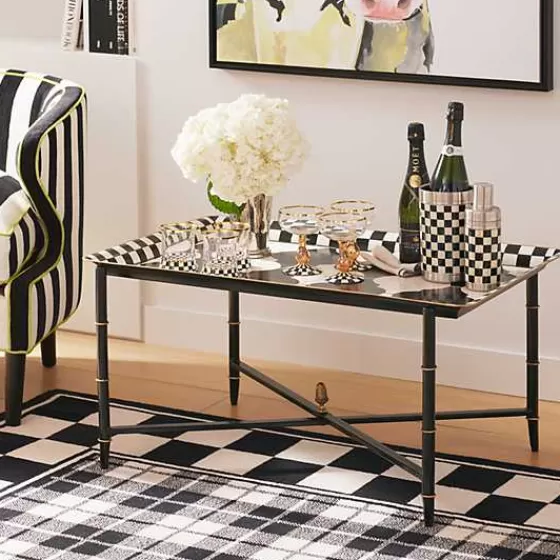 MacKenzie-Childs - Coppia Bicchieri Tumbler in Vetro, Fantasia Courtly Check con Decorazioni Artigianali - Ideali per Cocktail e Bevande Fredde