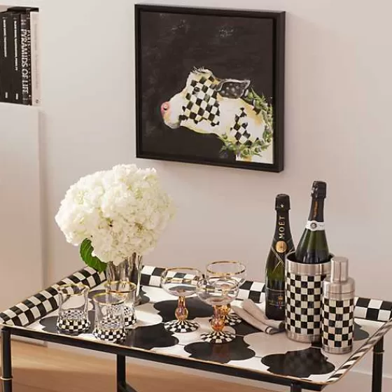 MacKenzie-Childs - Coppia Bicchieri Tumbler in Vetro, Fantasia Courtly Check con Decorazioni Artigianali - Ideali per Cocktail e Bevande Fredde