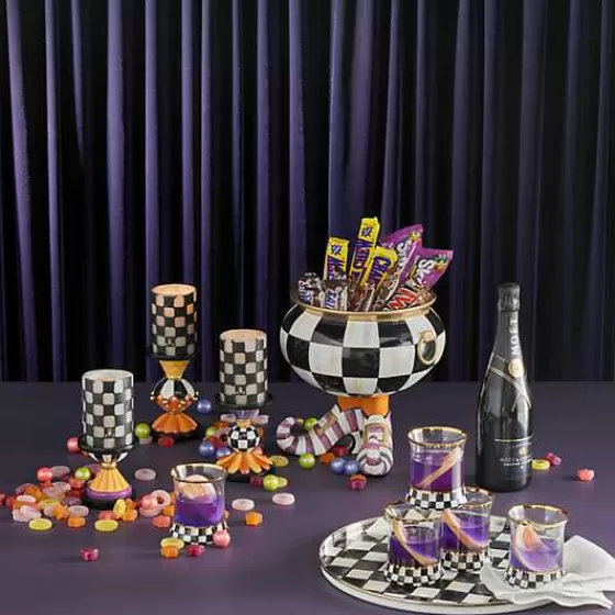 MacKenzie-Childs - Coppia Bicchieri Tumbler in Vetro, Fantasia Courtly Check con Decorazioni Artigianali - Ideali per Cocktail e Bevande Fredde