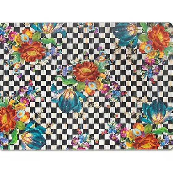 Set di 4 Sottopiatti Artistici - Stampa Floreale Regale con Base in Sughero, Mackenzie-Childs Collezione Esclusiva