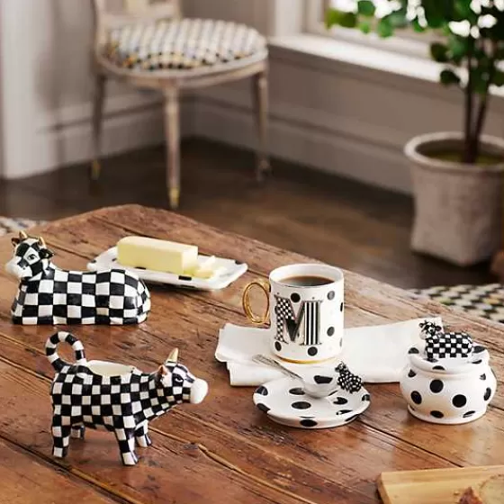 Zuccheriera decorata con mucche in stile country, realizzata a mano - Capolavoro di dolcezza vintage da Boutique MacKenzie-Childs
