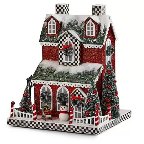 Casetta Natalizia Luminosa in Carta Artigianale - Decorazioni Festive con Stile MacKenzie-Childs