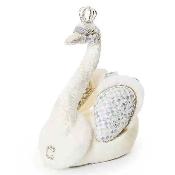 Cigno Decorativo in Tessuto MacKenzie-Childs - Edizione Palazzo di Cristallo con Ricami Artigianali - Formato Compatto per Arredamento Elegante