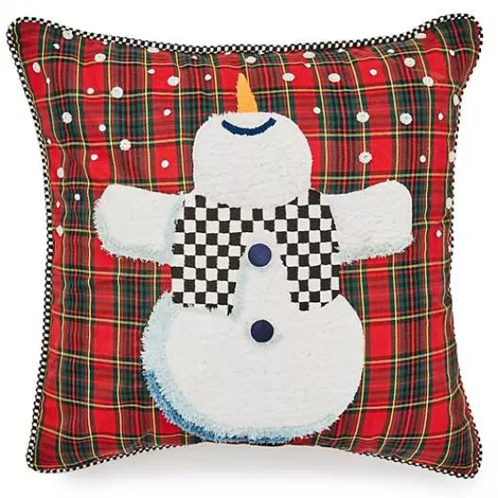 Cuscino Decorativo a Tema Invernale con Omino di Neve Danzante - Edizione Esclusiva Mackenzie Childs con Design Festivo