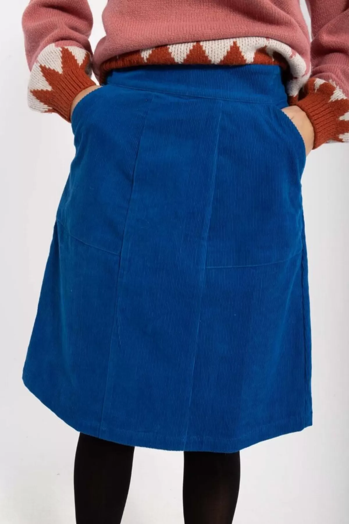 DANEMAREN by Danefæ - Gonna in Cord Blu Denim per Stile Bohémien Autunno 2023