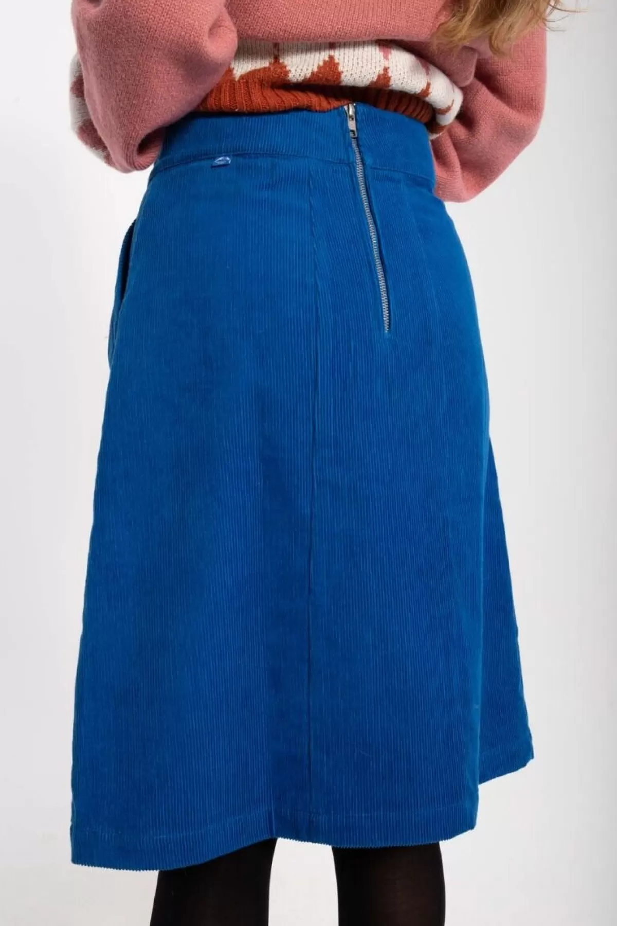DANEMAREN by Danefæ - Gonna in Cord Blu Denim per Stile Bohémien Autunno 2023