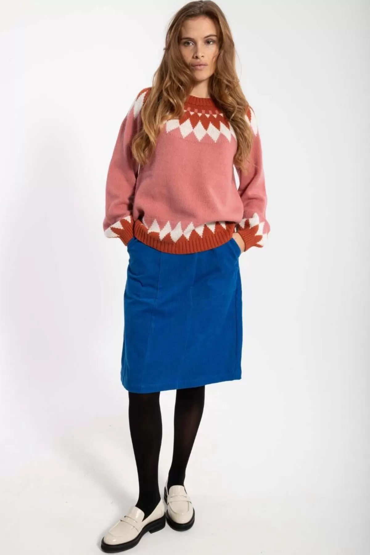 DANEMAREN by Danefæ - Gonna in Cord Blu Denim per Stile Bohémien Autunno 2023