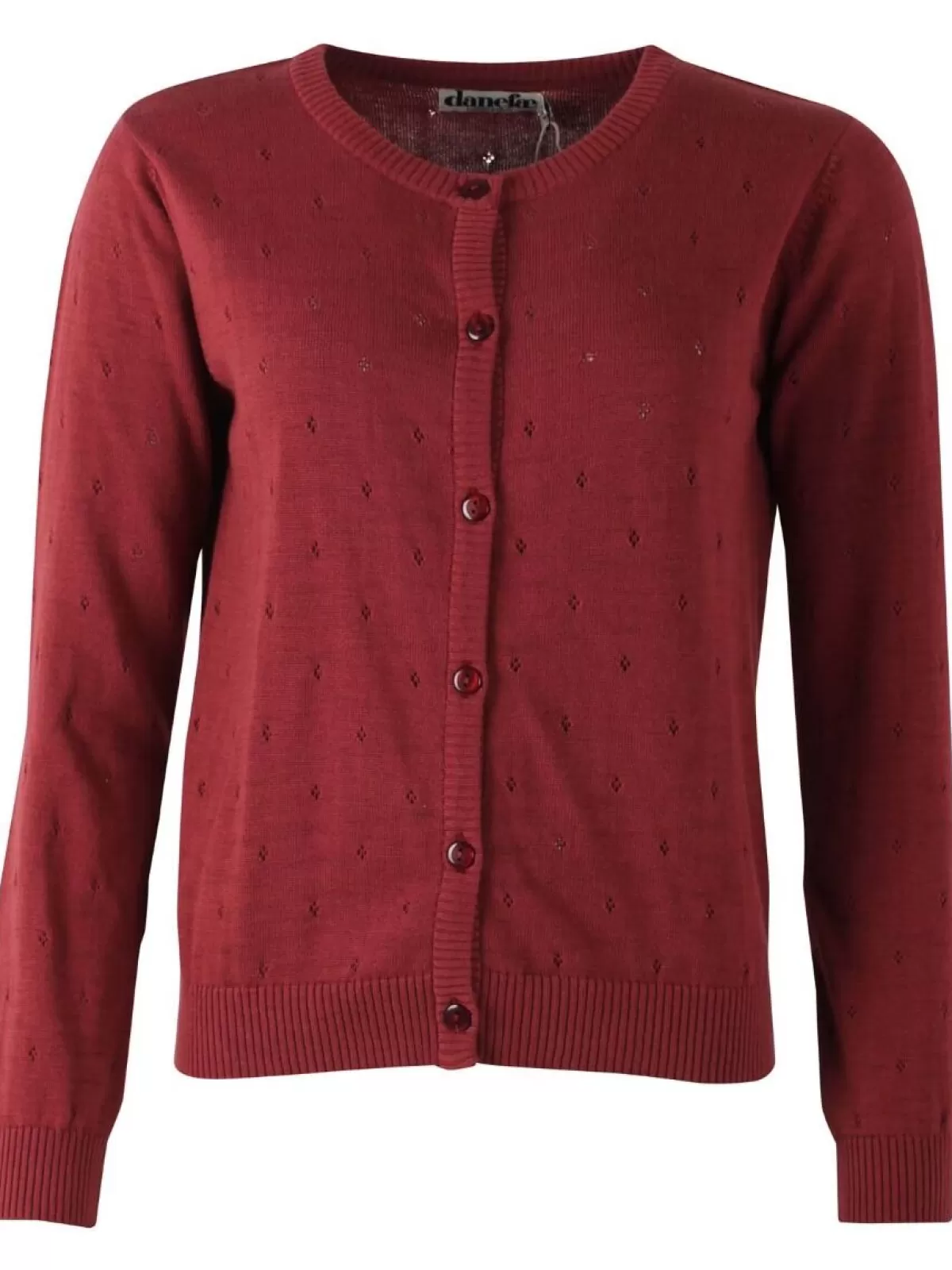 Danefæ - Cardigan Danesaga in Maglia Traforata con Motivi Geometrici, Colore Bordeaux - Offerta Limitata
