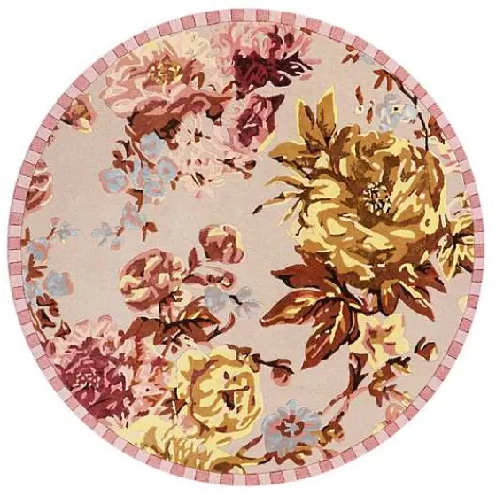 Tappeto Rotondo Floreale Rosa Antico - Design Esclusivo 180 cm, Collezione MacKenzie-Childs a Prezzo Imperdibile