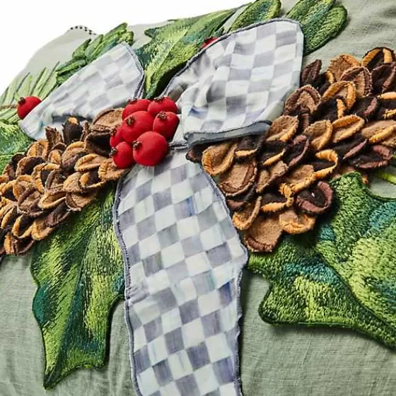 Cuscino Lombare Festivo Stile Country con Decorazioni di Agrifoglio - MacKenzie-Childs Design Esclusivo a Prezzo Accessibile