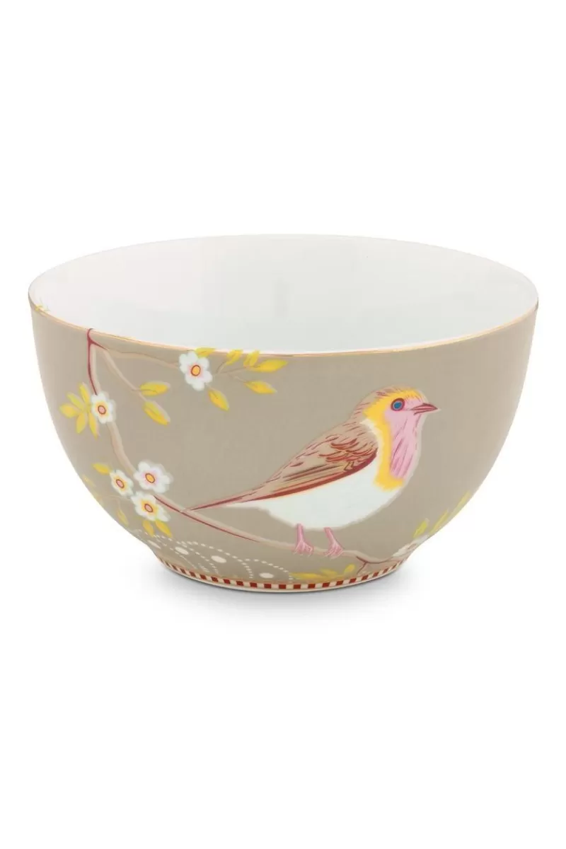 Pip Studio - Ciotola Elegante Early Bird Motivo Floreale, 15 cm, Colore Khaki | In Offerta Limitata