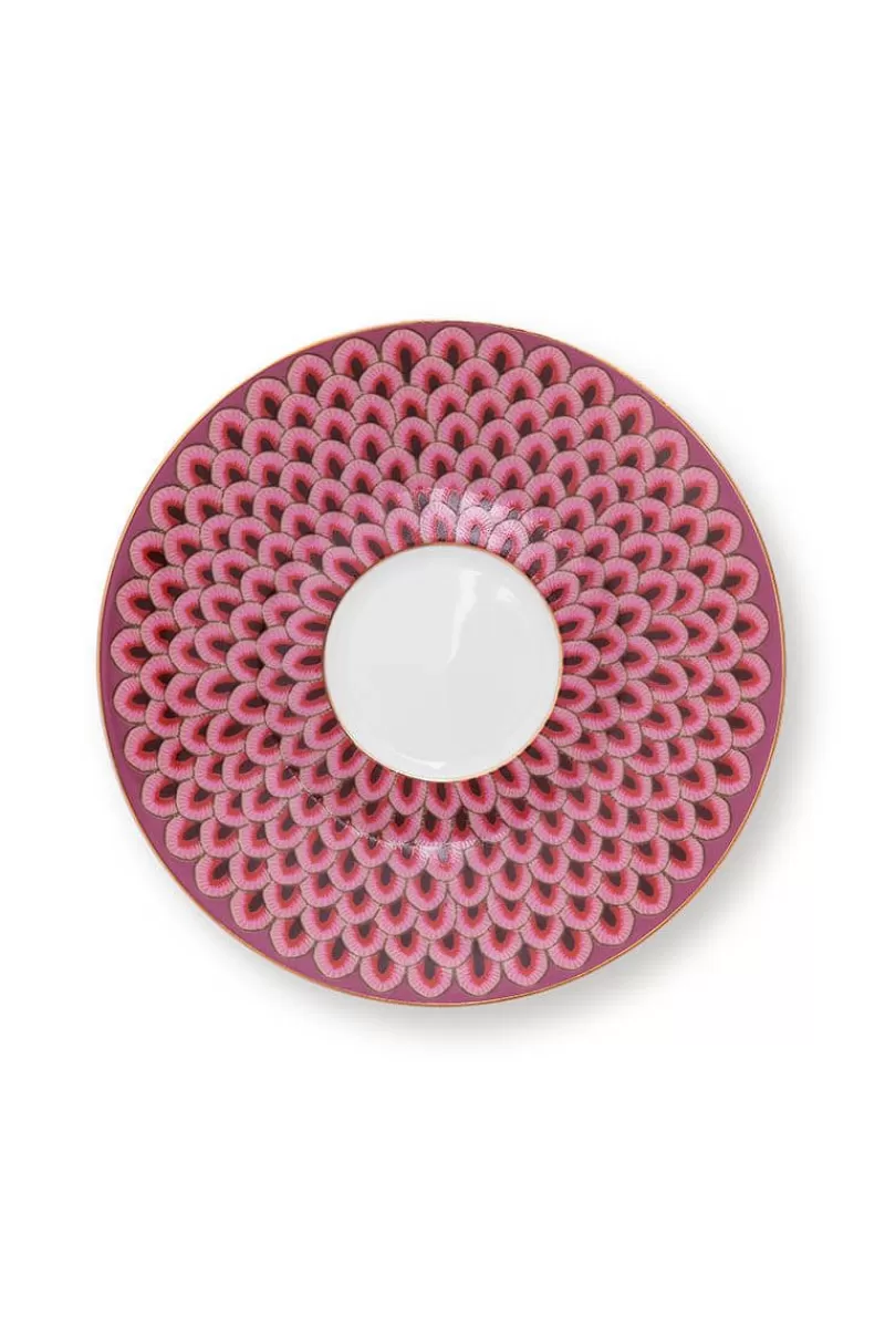 Pip Studio - Set da 2 Tazze da Caffè con Piattini, Decorazione Festival Floreale in Rosa Scuro - Design Elegante per Appassionati di Caffè