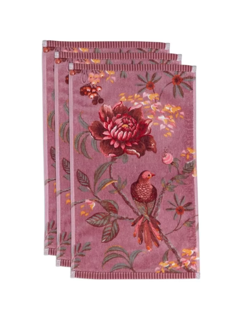 Set di 3 Asciugamani Eleganti Secret Garden - Tonalità Lilla, 30x50 cm, Design Botanico - Pip Studio Collection - Tessuto Super Assorbente