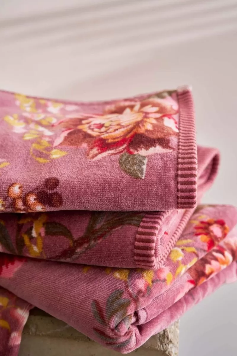 Set di 3 Asciugamani Eleganti Secret Garden - Tonalità Lilla, 30x50 cm, Design Botanico - Pip Studio Collection - Tessuto Super Assorbente