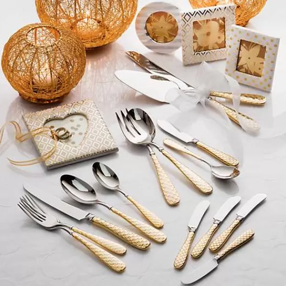 Promozione Lampo! Set da Tavola 5 Pezzi in Stile Scacchi Dorati - MacKenzie-Childs