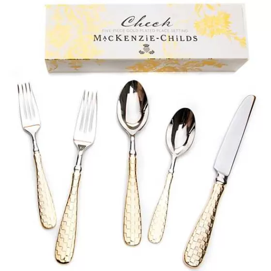 Promozione Lampo! Set da Tavola 5 Pezzi in Stile Scacchi Dorati - MacKenzie-Childs