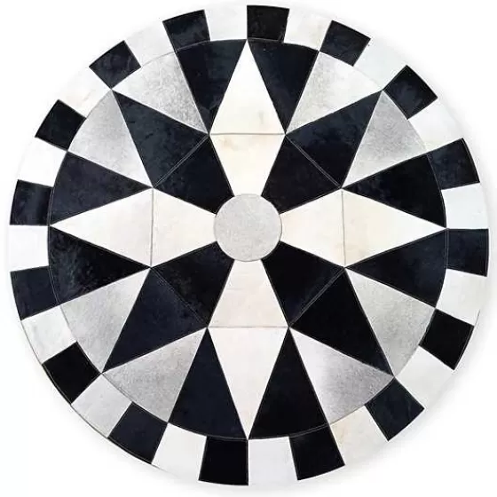 Elegante Tappeto Rotondo 180cm in Pelo su Pelle - Collezione Esclusiva MacKenzie-Childs