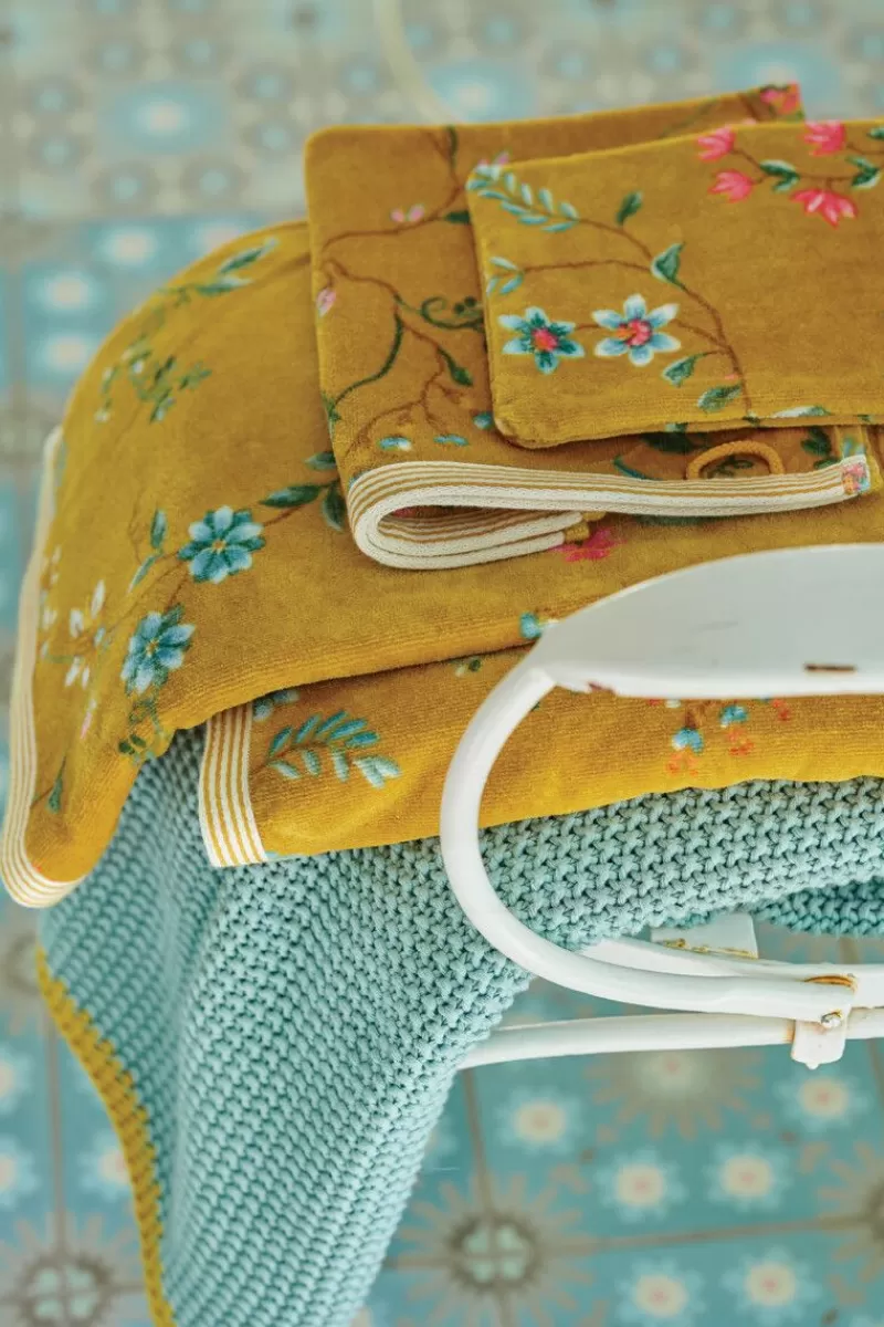 Promo Imperdibile! Asciugamano Grande Pip Studio con Stampa Fiori Tropicali, 70x140 cm in Morbido Cotone - Giallo Senape per Bagno Elegante