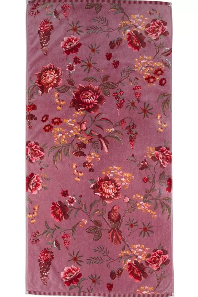 Pip Studio Asciugamano Grande Lussuoso con Design Floreale in Tonalità Malva - Misura Generosa 70x140 cm, Viola (Promozione Flash)