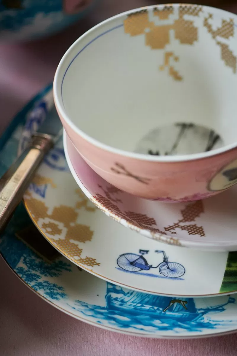 Piatto da Colazione Elegante con Stampa Palma - Collezione Heritage Pip Studio, Bianco, 20 cm
