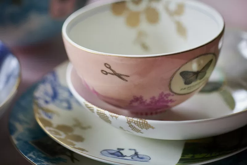 Piatto da Colazione Elegante con Stampa Palma - Collezione Heritage Pip Studio, Bianco, 20 cm
